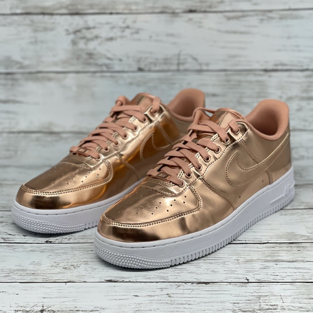 NEW Nike Air Force 1 Low White Rose Gold Sneakers Brand New - Picture 2 of 12